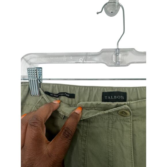 Talbots Basic Casual Green Cotton Blend Slim Cargo Straight Leg Pant Size 10 - Picture 2 of 11